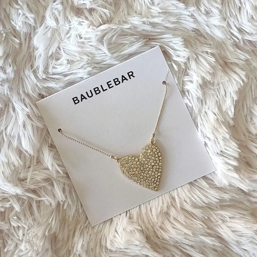 BaubleBar Cintia Pave Crystal Accents Heart Pendant Necklace